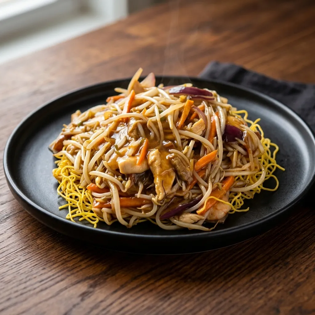 Cantonese chow mein wok-fried at Golden Hill Chinese Food, Calgary